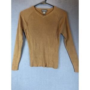 Banana Republic Brown 100% Silk Ribbed Knit V-Neck Top Size Medium